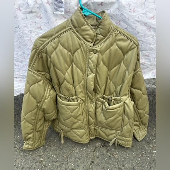 Zara Jackets & Blazers - Zara Khaki Quilted Puffer Jacket